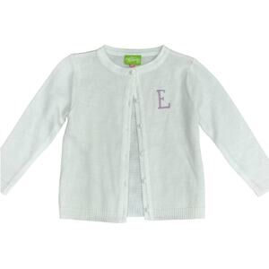 CLASSIC WHIMSY Girls White Cardigan Monogram "E" Size 6